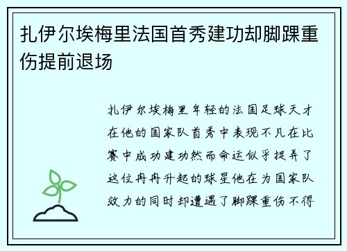 扎伊尔埃梅里法国首秀建功却脚踝重伤提前退场
